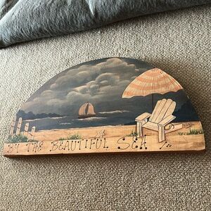 Hand painted wood beach sign
